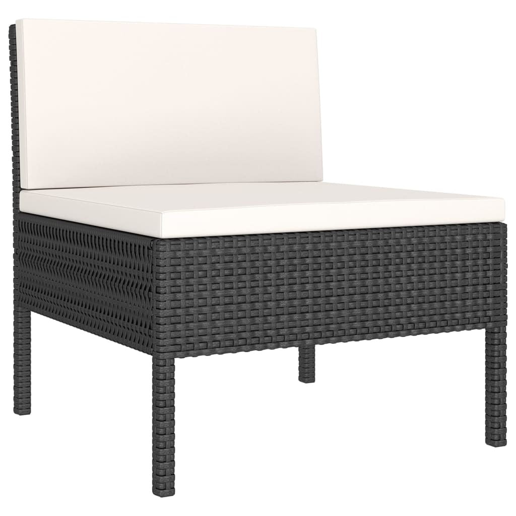 12 Piece Patio Lounge Set with Cushions Poly Rattan Black