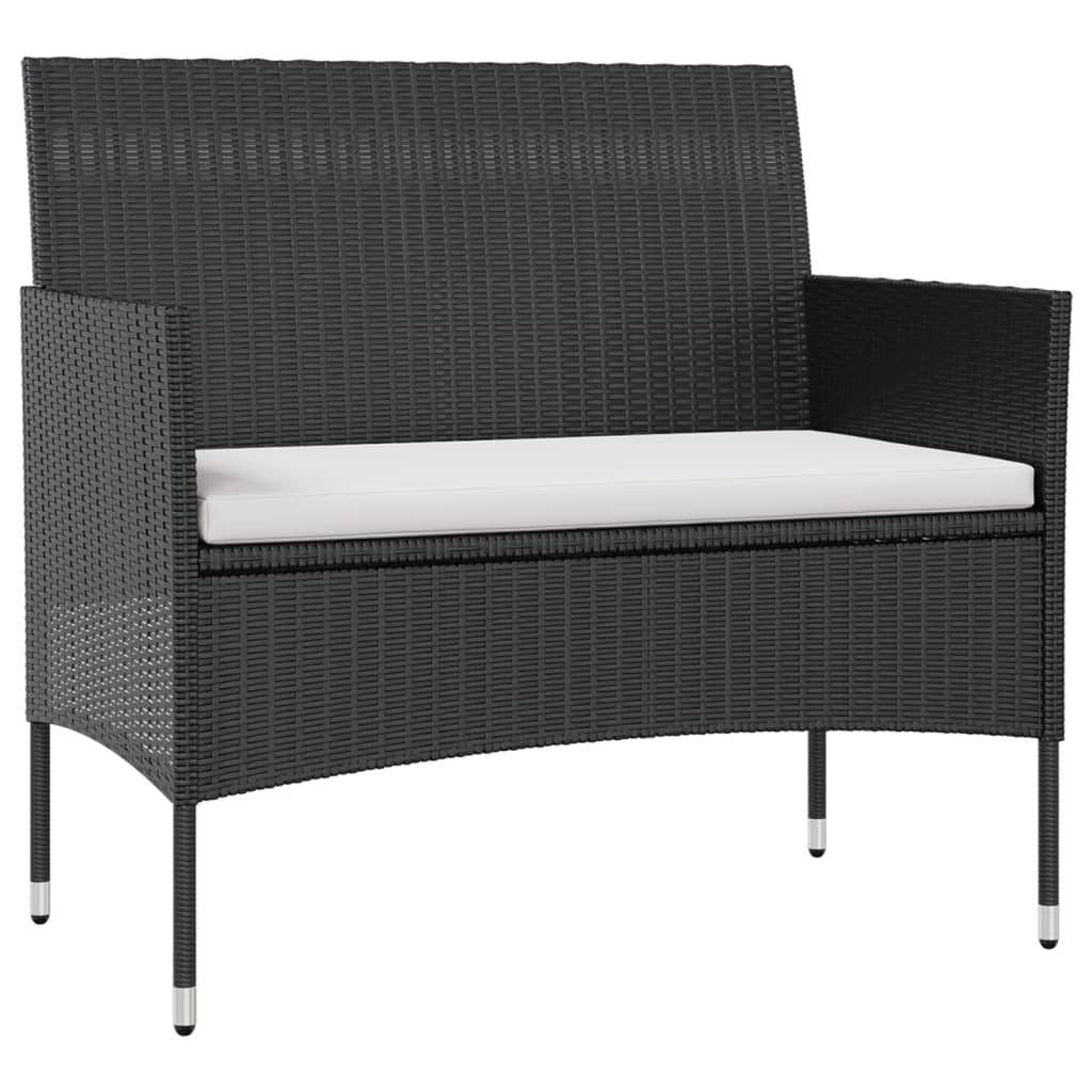 16 Piece Patio Lounge Set with Cushions Poly Rattan Black
