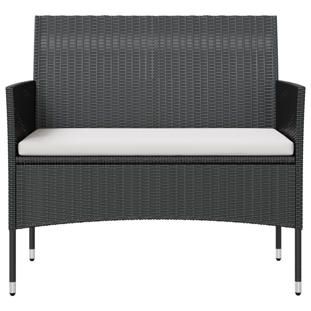 16 Piece Patio Lounge Set with Cushions Poly Rattan Black
