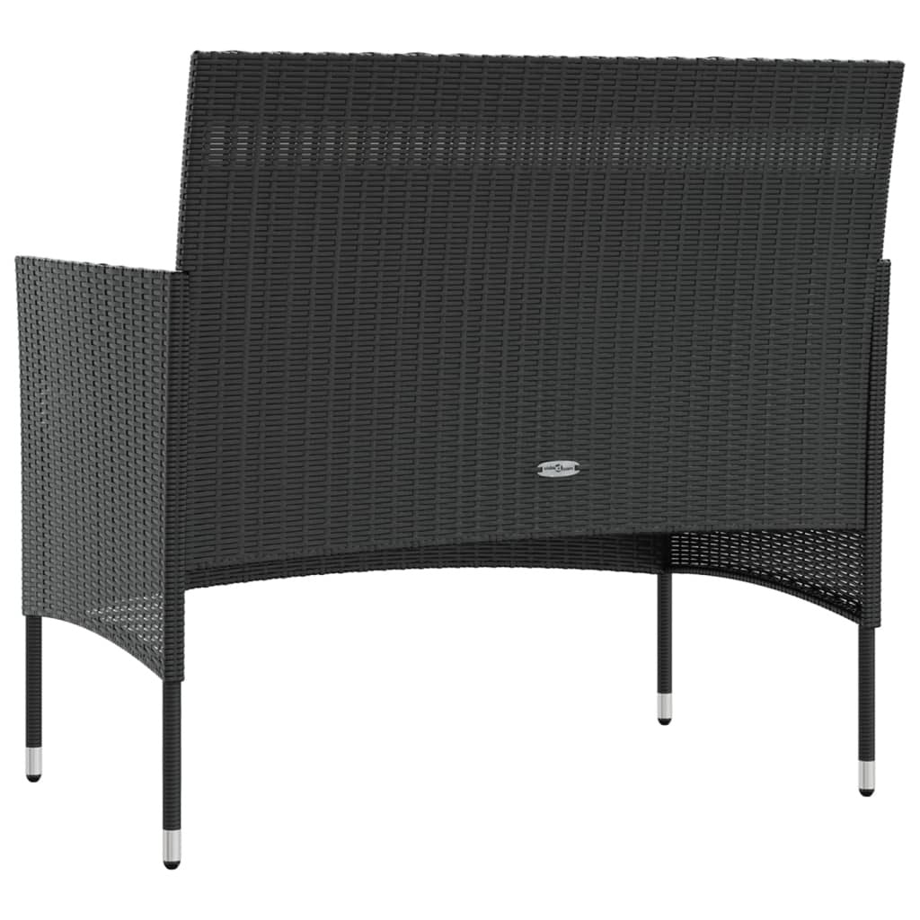 16 Piece Patio Lounge Set with Cushions Poly Rattan Black