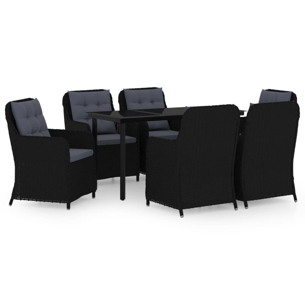 7 Piece Patio Dining Set Black