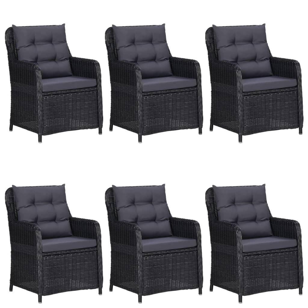 7 Piece Patio Dining Set Black