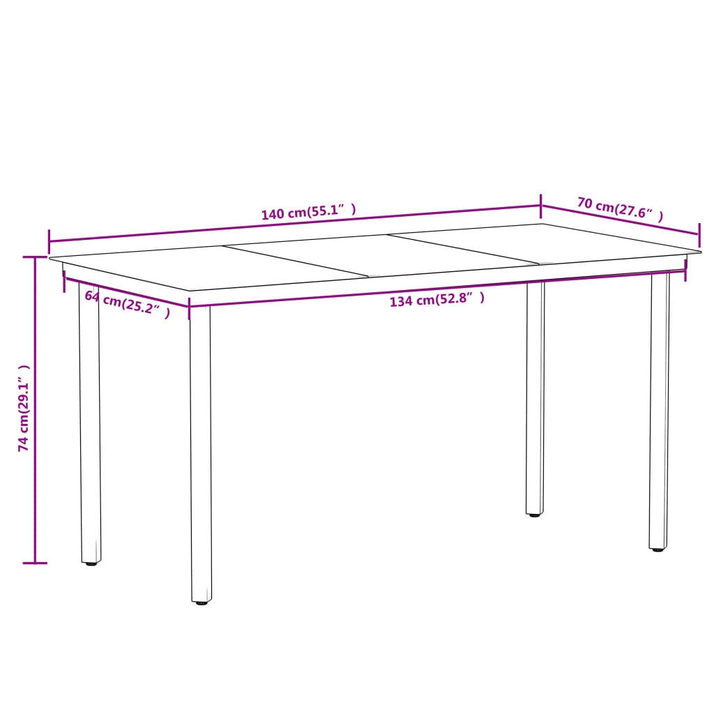 7 Piece Patio Dining Set Black