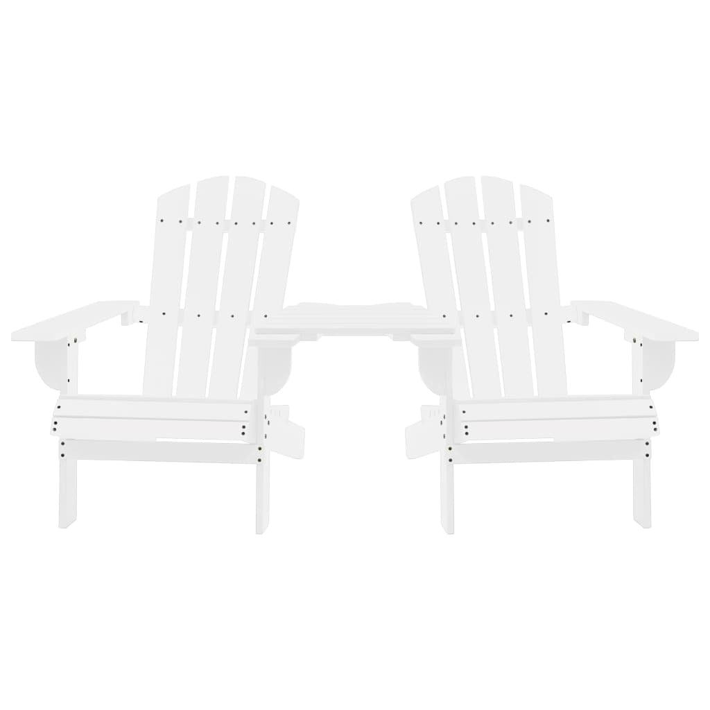 Patio Adirondack Chairs with Tea Table Solid Wood Fir White