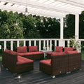 8 Piece Patio Lounge Set with Cushions Poly Rattan Brown