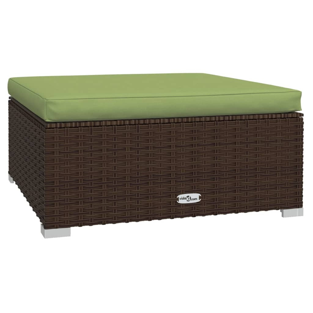 7 Piece Patio Lounge Set with Cushions Poly Rattan Brown