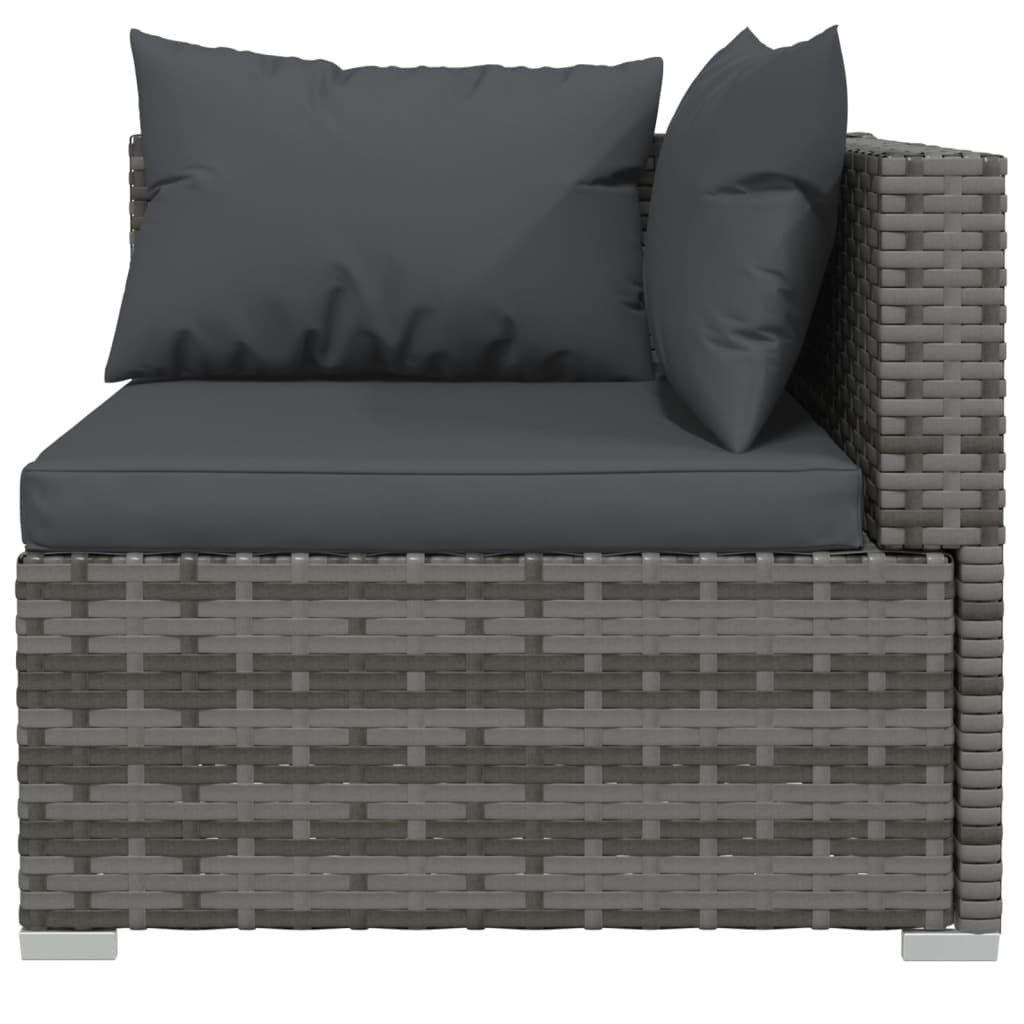6 Piece Patio Lounge Set with Cushions Poly Rattan Gray
