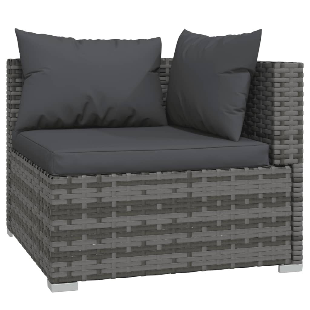 6 Piece Patio Lounge Set with Cushions Poly Rattan Gray