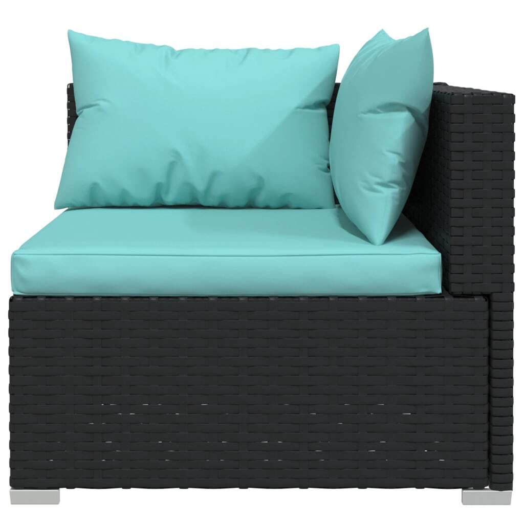 10 Piece Patio Lounge Set with Cushions Poly Rattan Black