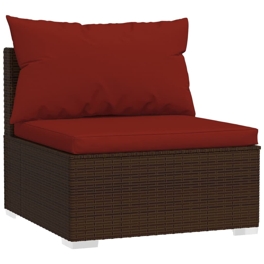 12 Piece Patio Lounge Set with Cushions Brown Poly Rattan