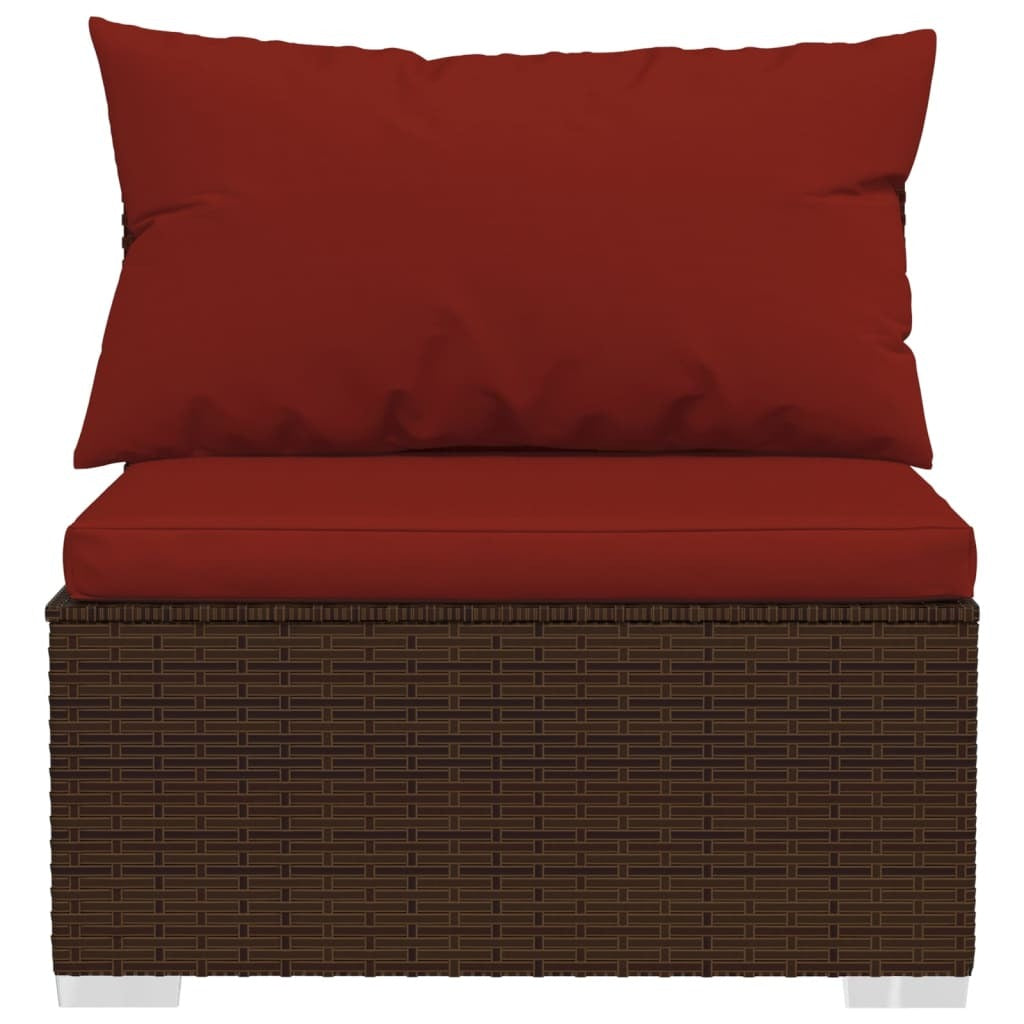 12 Piece Patio Lounge Set with Cushions Brown Poly Rattan