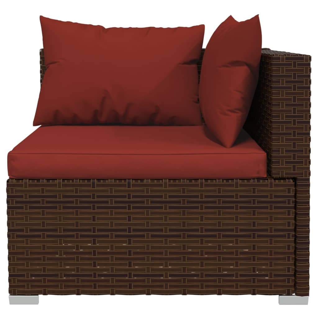 12 Piece Patio Lounge Set with Cushions Brown Poly Rattan