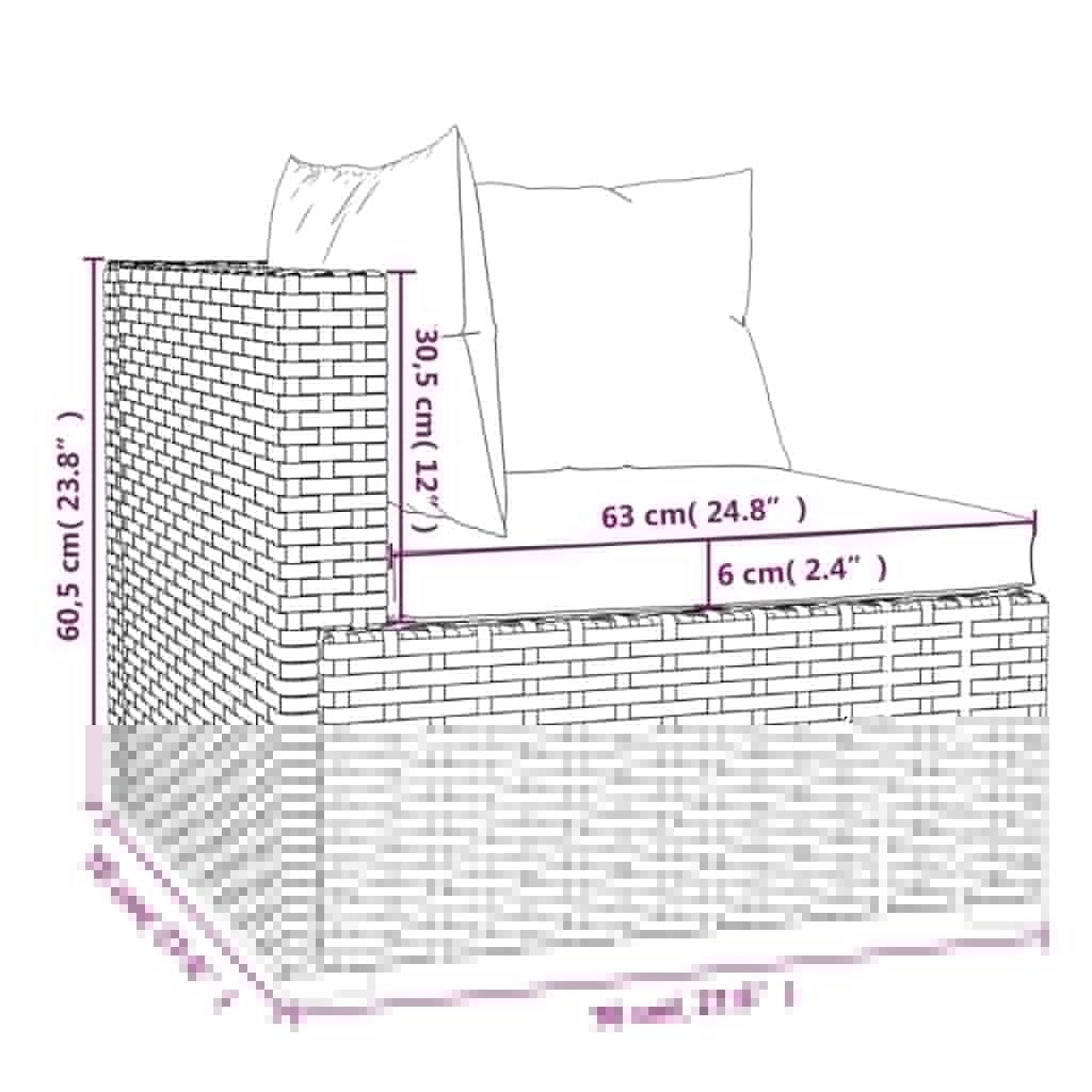 10 Piece Patio Lounge Set with Cushions Brown Poly Rattan