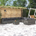 10 Piece Patio Lounge Set with Cushions Poly Rattan Gray