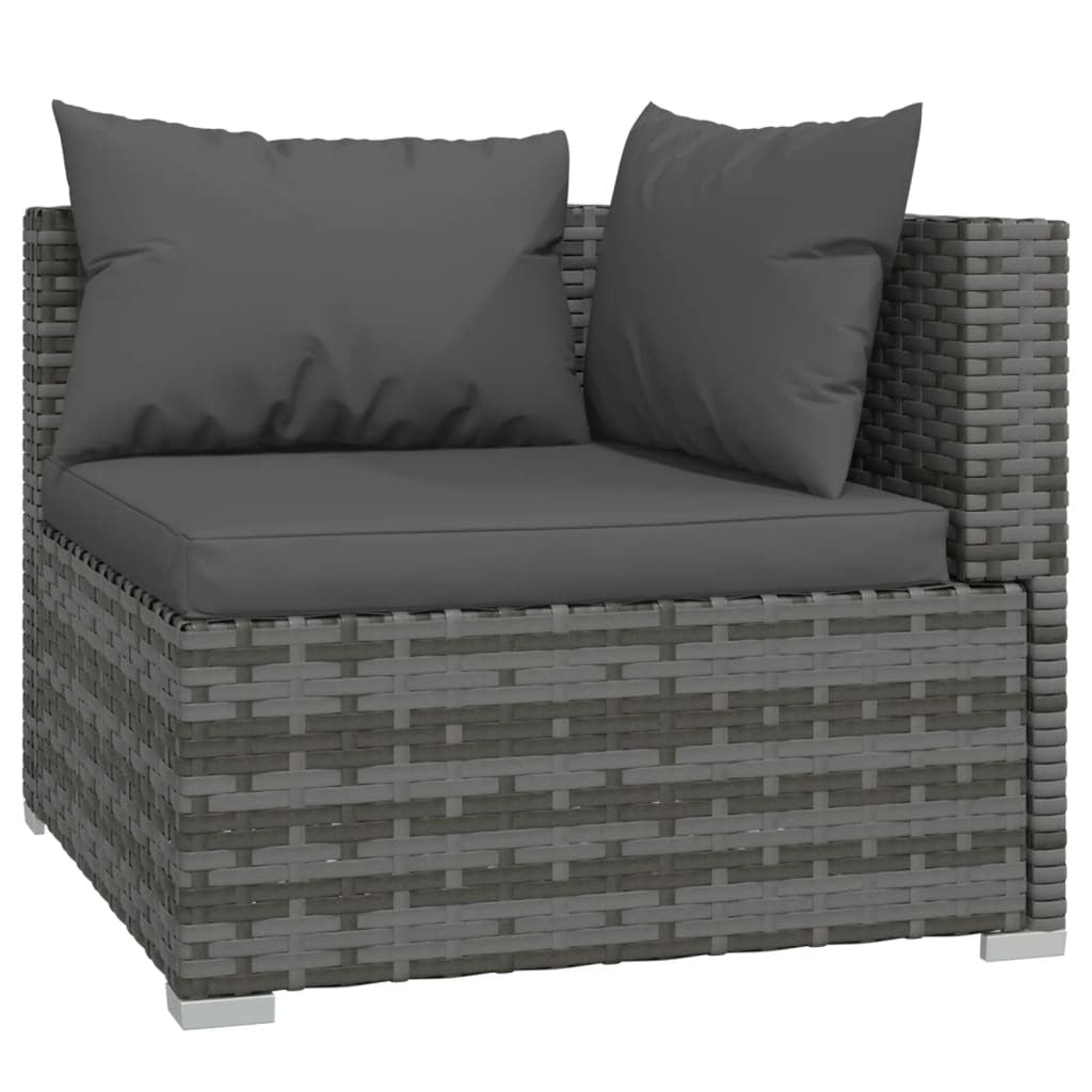 10 Piece Patio Lounge Set with Cushions Poly Rattan Gray
