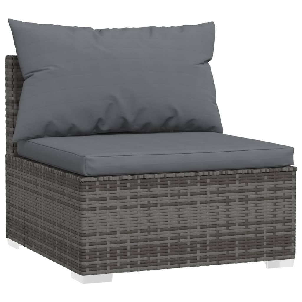 10 Piece Patio Lounge Set with Cushions Poly Rattan Gray