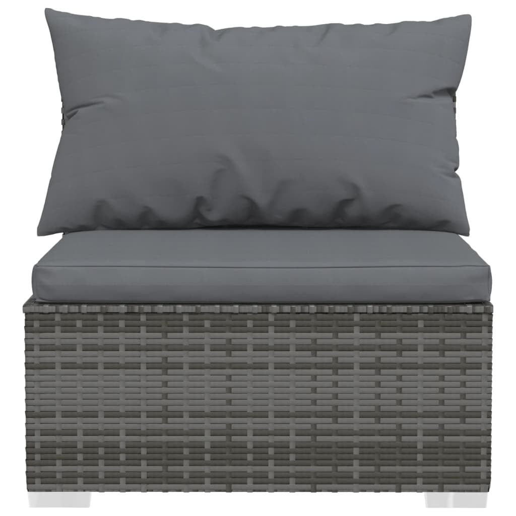 10 Piece Patio Lounge Set with Cushions Poly Rattan Gray