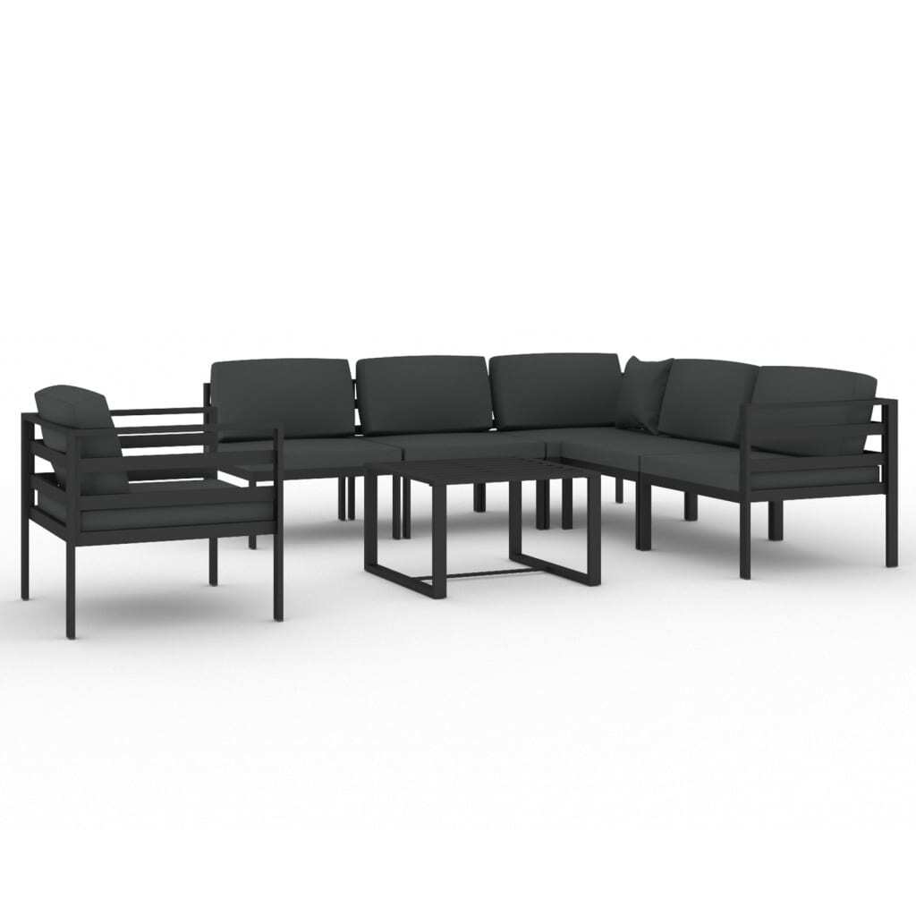 7 Piece Patio Lounge Set with Cushions Aluminum Anthracite