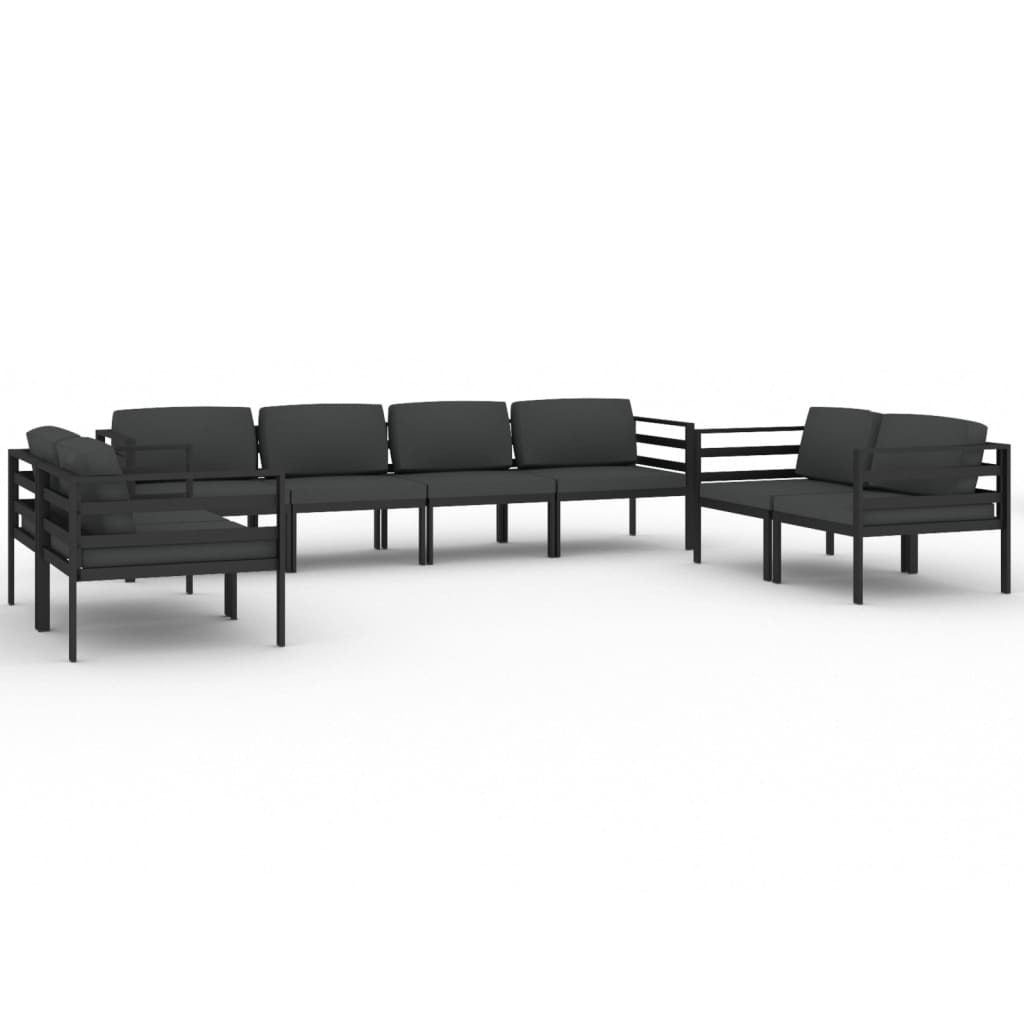 8 Piece Patio Lounge Set with Cushions Aluminum Anthracite