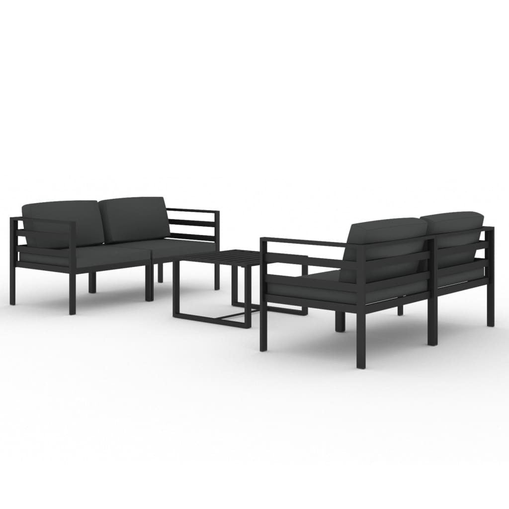 5 Piece Patio Lounge Set with Cushions Aluminum Anthracite
