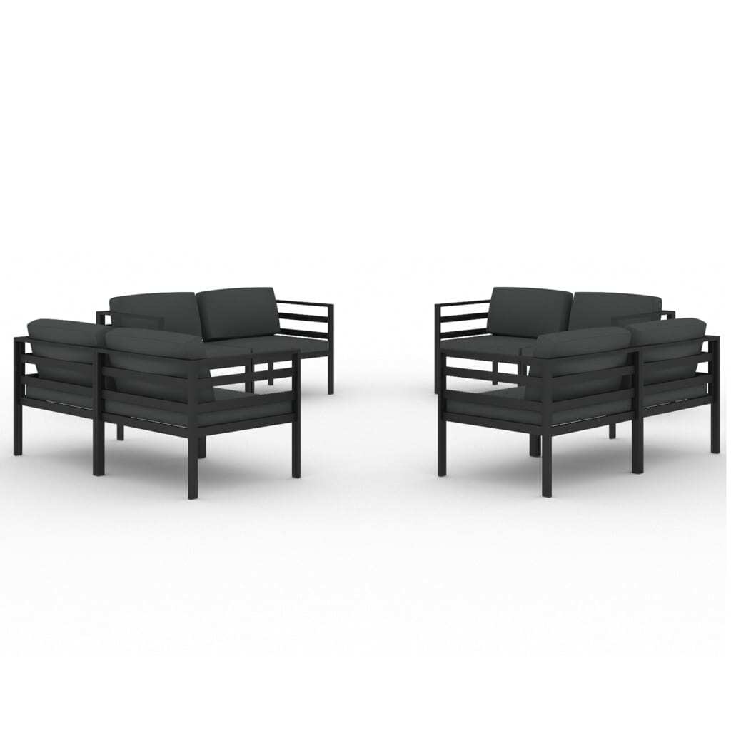8 Piece Patio Lounge Set with Cushions Aluminum Anthracite