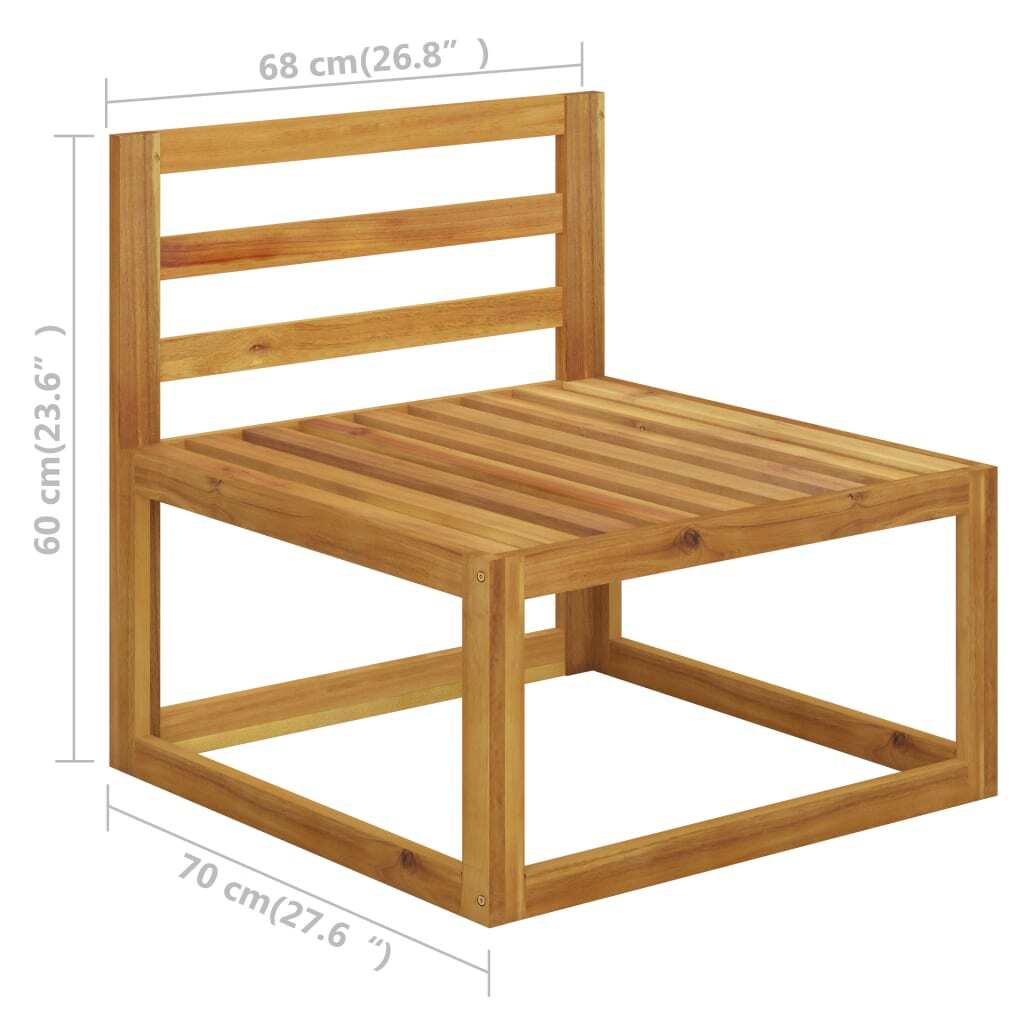 2 Piece Patio Sofa Set with Cushion Solid Acacia Wood