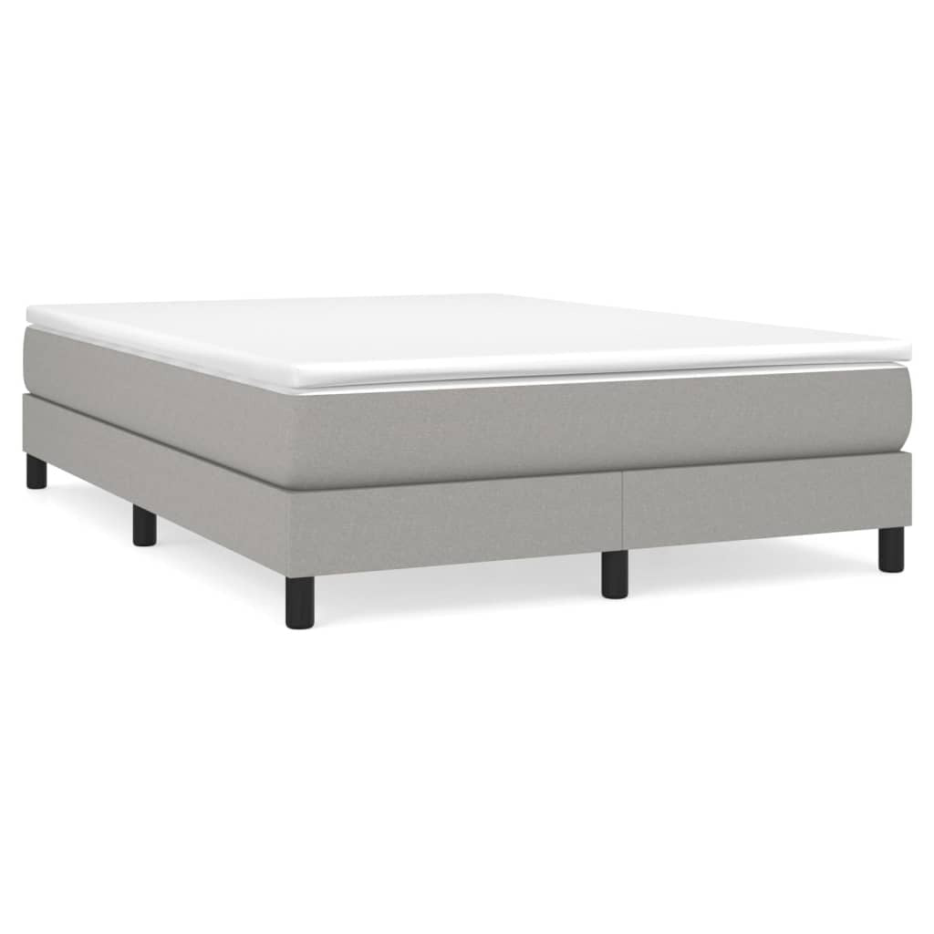Box Spring Bed Frame Light Gray Queen Fabric (US Only)