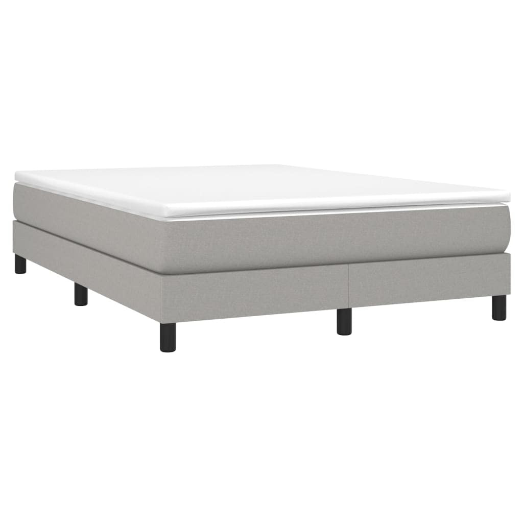Box Spring Bed Frame Light Gray Queen Fabric (US Only)