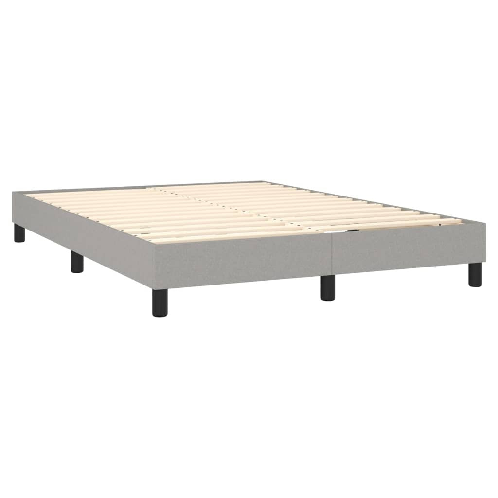 Box Spring Bed Frame Light Gray Queen Fabric (US Only)