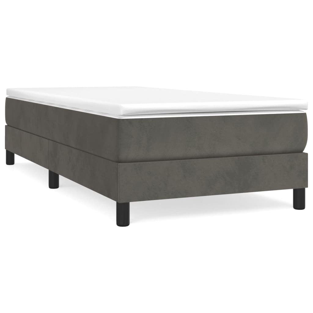 Box Spring Bed Frame Dark Gray Twin Velvet (US Only)