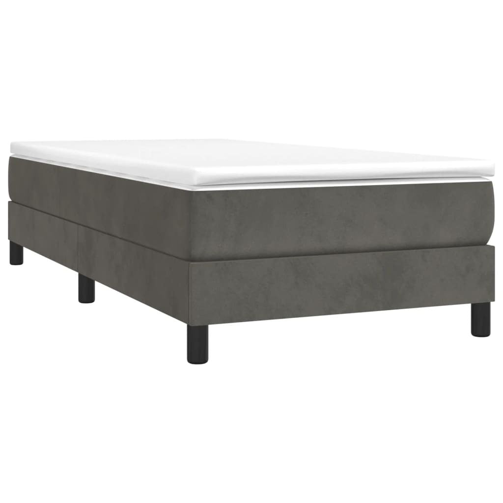 Box Spring Bed Frame Dark Gray Twin Velvet (US Only)