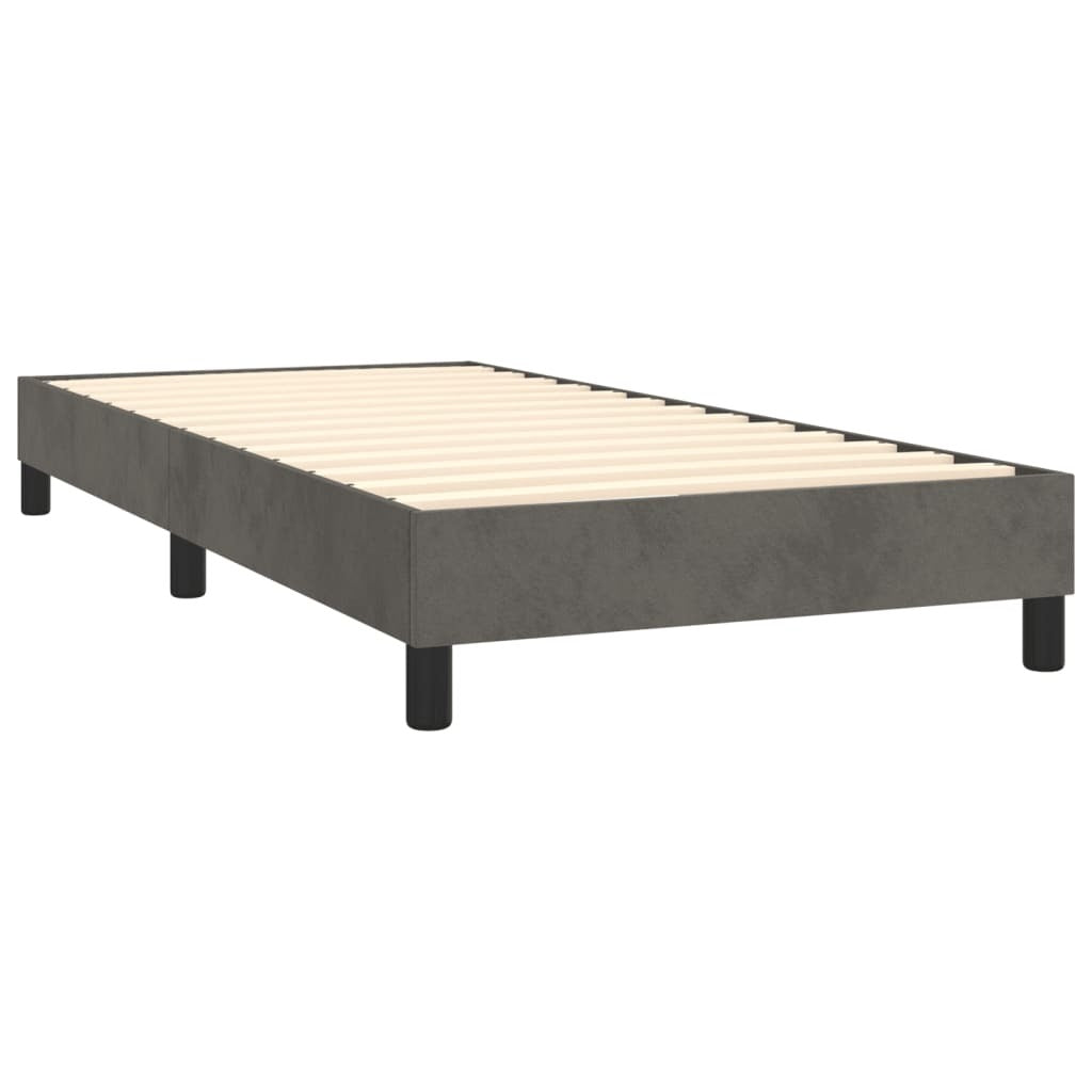 Box Spring Bed Frame Dark Gray Twin Velvet (US Only)