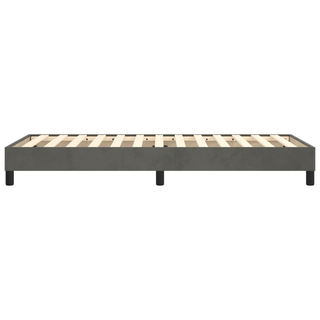 Box Spring Bed Frame Dark Gray Twin Velvet (US Only)