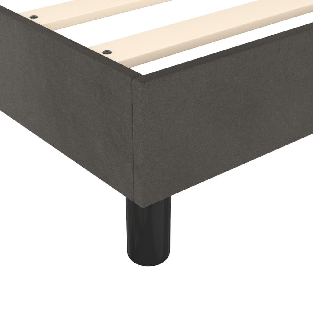 Box Spring Bed Frame Dark Gray Twin Velvet (US Only)