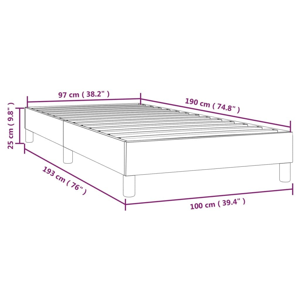 Box Spring Bed Frame Dark Gray Twin Velvet (US Only)
