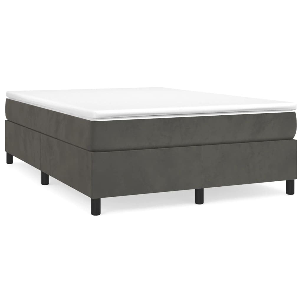 Box Spring Bed Frame Dark Gray Queen Velvet (US/AU Only)