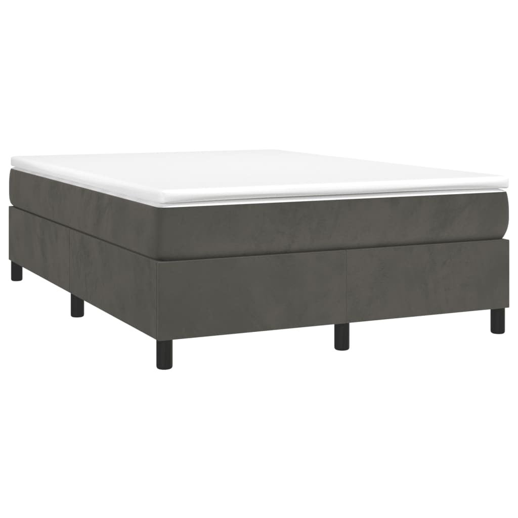 Box Spring Bed Frame Dark Gray Queen Velvet (US/AU Only)