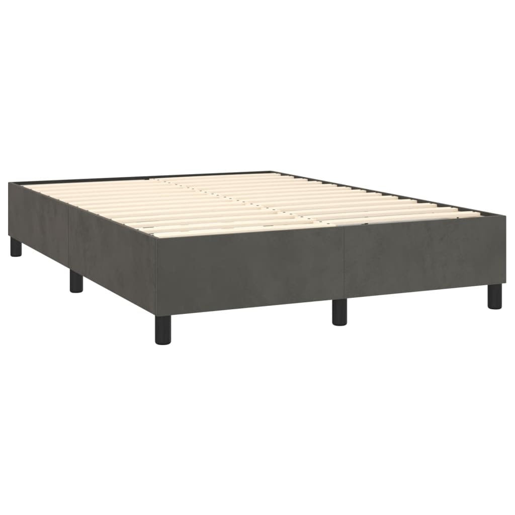 Box Spring Bed Frame Dark Gray Queen Velvet (US/AU Only)