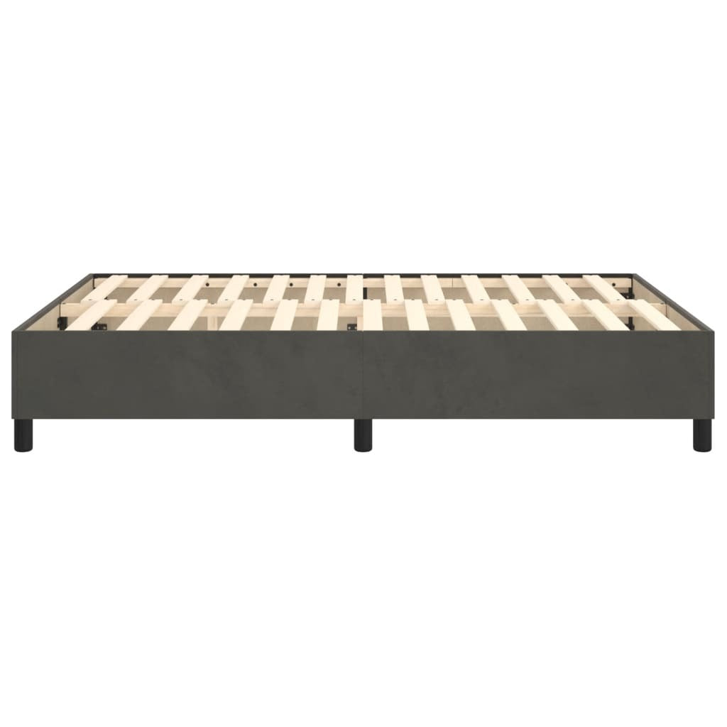 Box Spring Bed Frame Dark Gray Queen Velvet (US/AU Only)