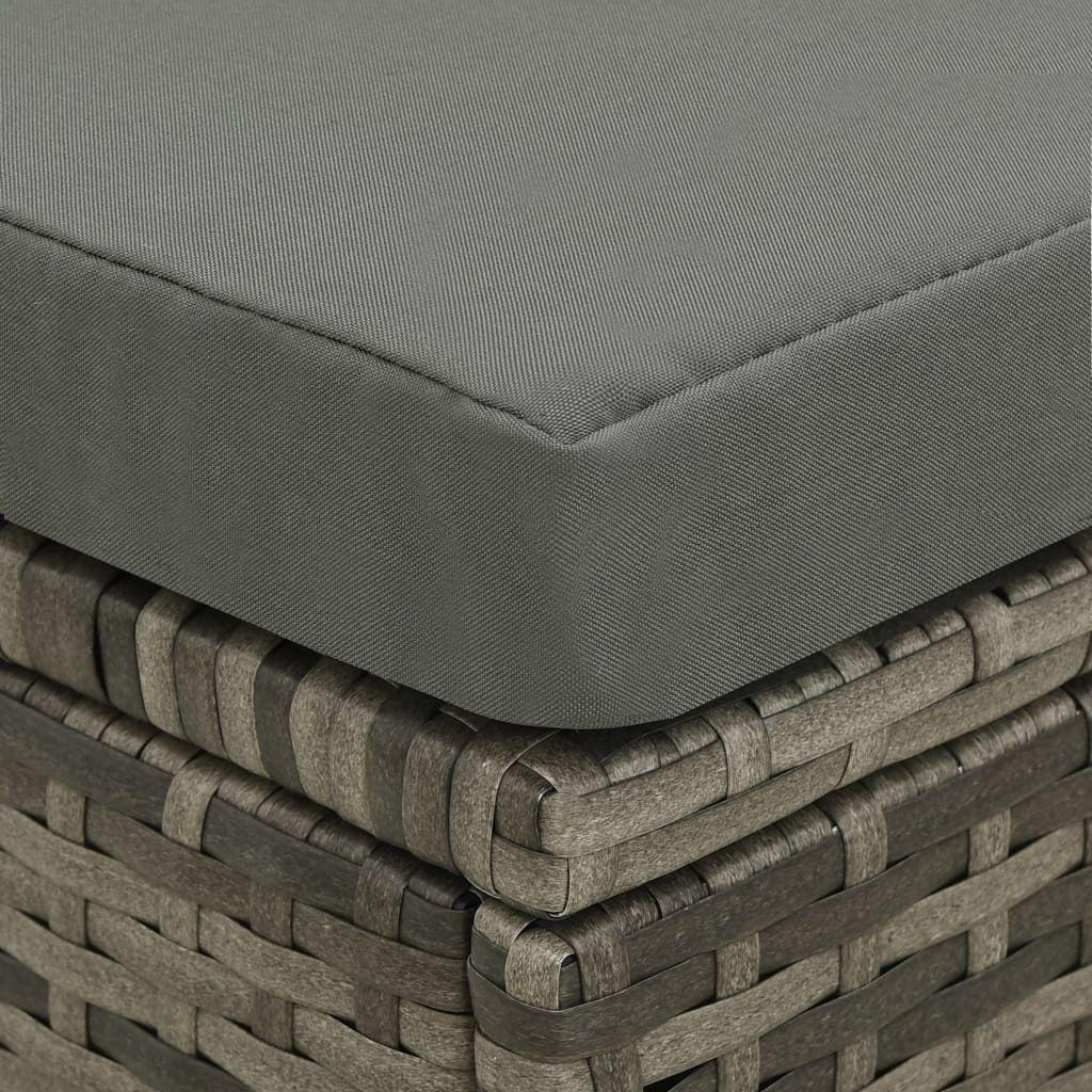 4 Piece Patio Lounge Set with Cushions Poly Rattan Gray