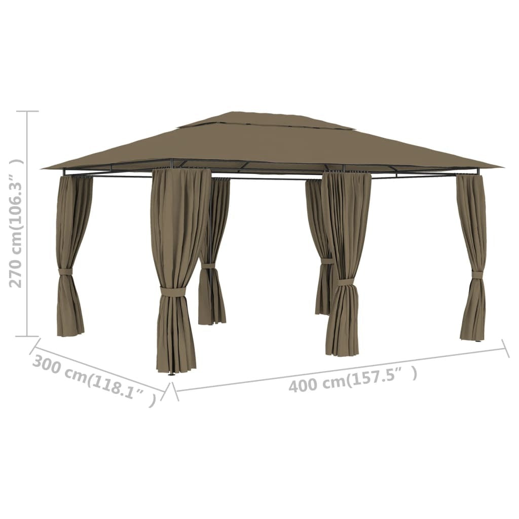 Garden Marquee with Curtains 13.1'x9.8'Taupe 0.6 oz/ft
