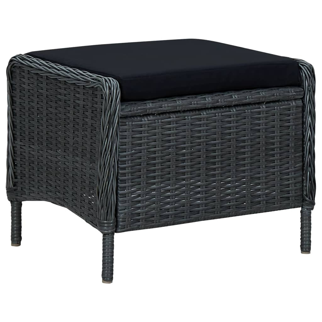Reclining Patio Chair with Footstool Poly Rattan Dark Gray