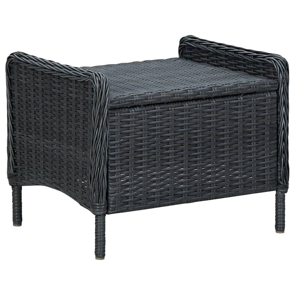 Reclining Patio Chair with Footstool Poly Rattan Dark Gray