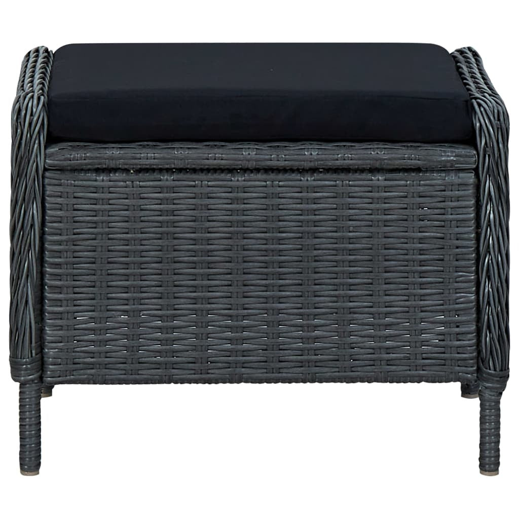 Reclining Patio Chair with Footstool Poly Rattan Dark Gray