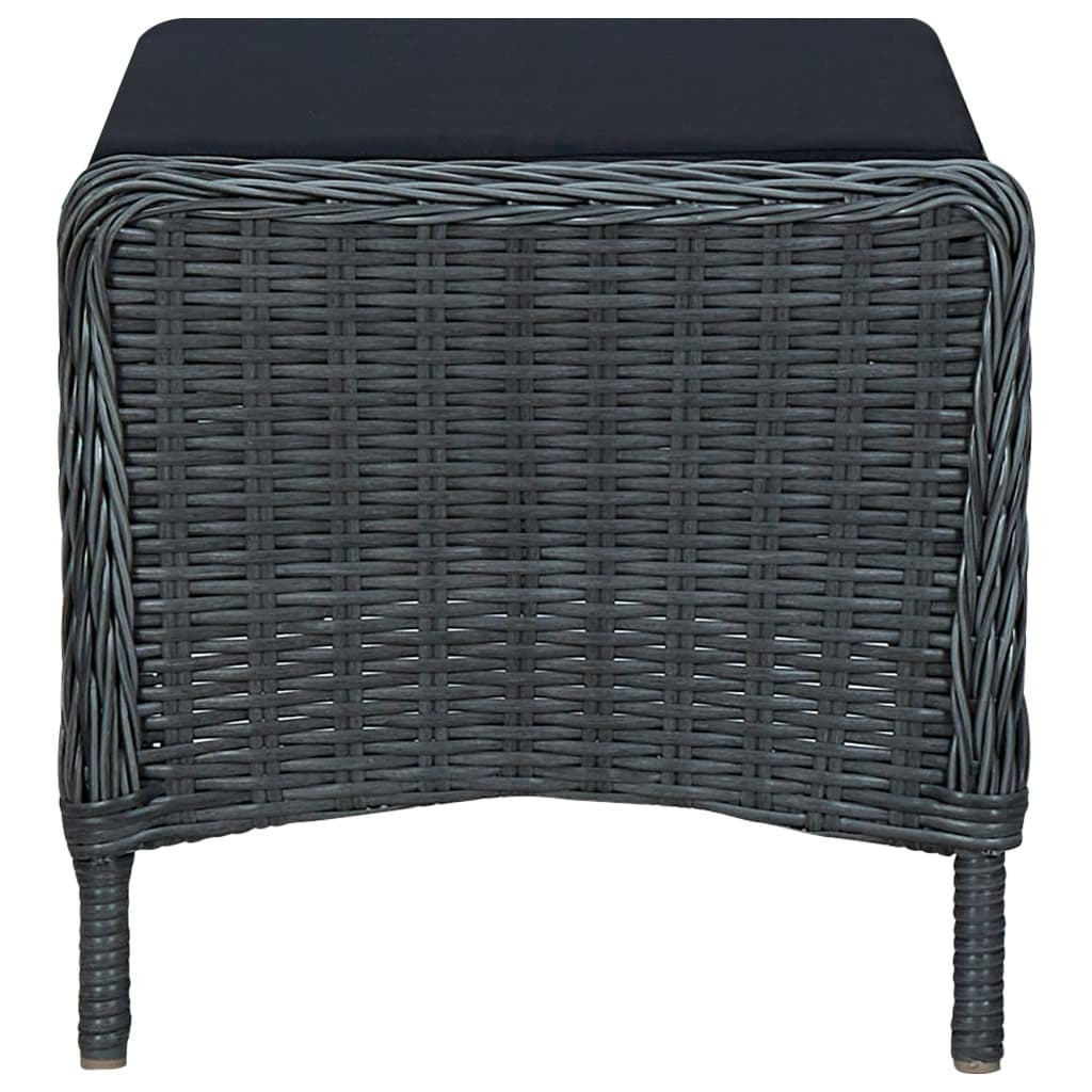 Reclining Patio Chair with Footstool Poly Rattan Dark Gray