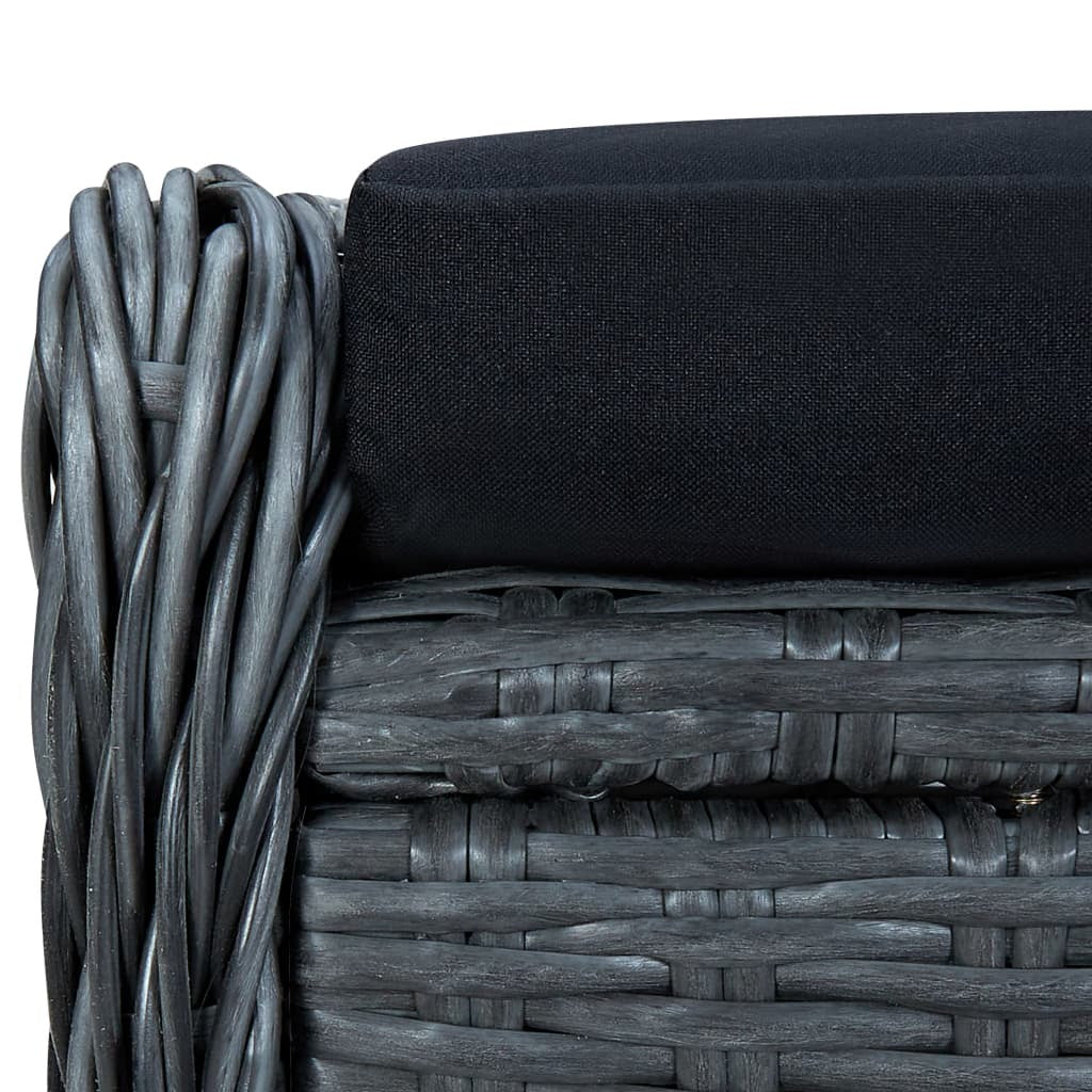 Reclining Patio Chair with Footstool Poly Rattan Dark Gray