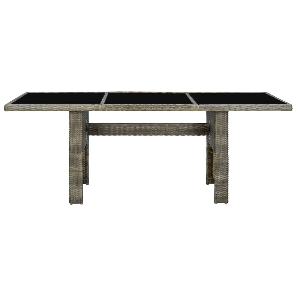Patio Table Brown Poly Rattan and Tempered Glass