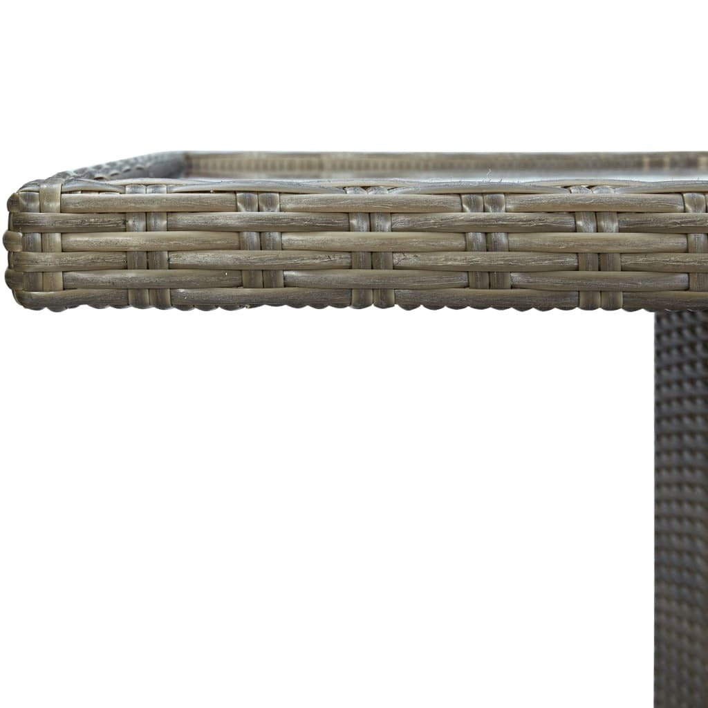 Patio Table Brown Poly Rattan and Tempered Glass