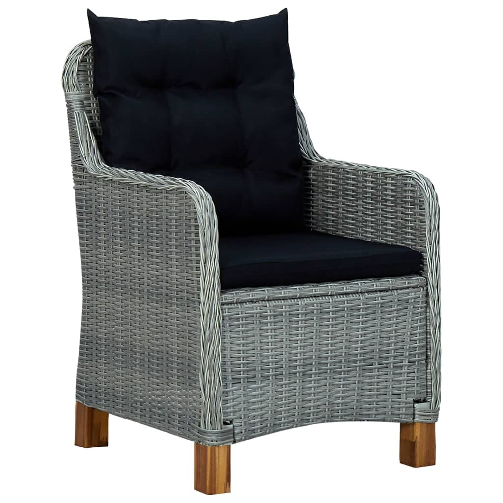 Patio Chairs with Cushions 2 pcs Poly Rattan Light Gray