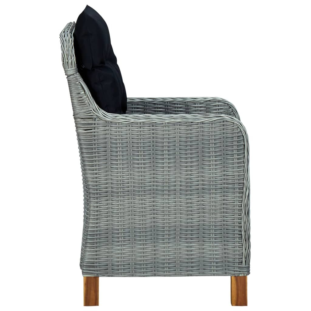 Patio Chairs with Cushions 2 pcs Poly Rattan Light Gray